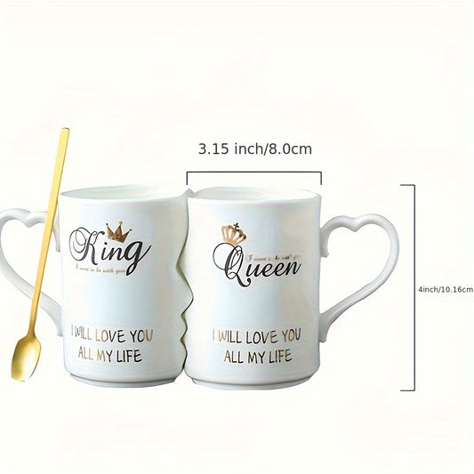 2024 Special Couple Gifts, Creative CoupleMug, Kissing Mugs Set, Anniversary & Wedding Gifts, Exquisitely Crafted Two Large Cups & Spoons for Couples, for Him and Her on Valentines, Birthday, Engagement