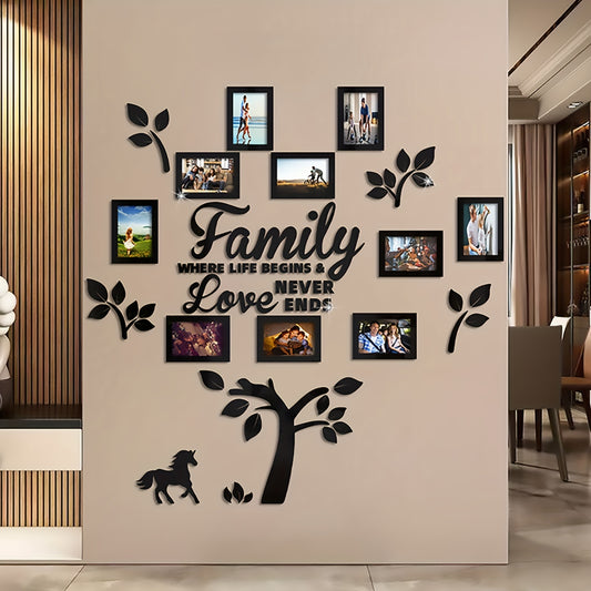 A Set Of 3D Acrylic Photo Frame Wall Decorations With Poster Templates - Self-adhesive DIY Photo Collage Gallery For Home, Wedding, Room Decoration, Office Supplies Decoration, Valentine'S Day Gifts