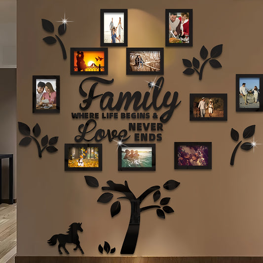 A Set Of 3D Acrylic Photo Frame Wall Decorations With Poster Templates - Self-adhesive DIY Photo Collage Gallery For Home, Wedding, Room Decoration, Office Supplies Decoration, Valentine'S Day Gifts