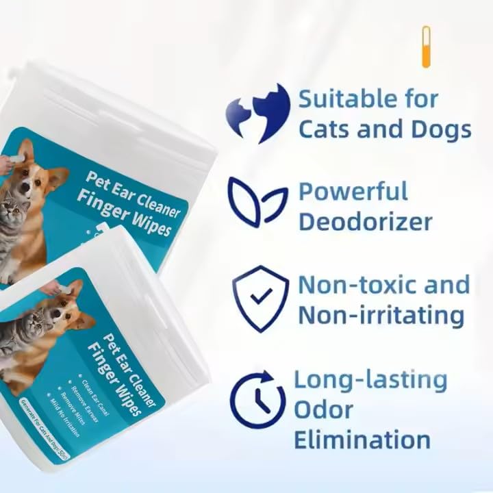 Pet Ear Cleaning Finger Wet Wipes (50 wipes)