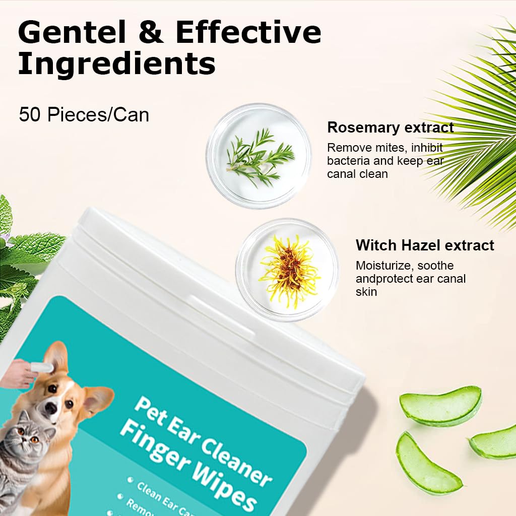Pet Ear Cleaning Finger Wet Wipes (50 wipes)