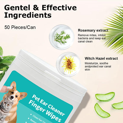 Pet Ear Cleaning Finger Wet Wipes (50 wipes)