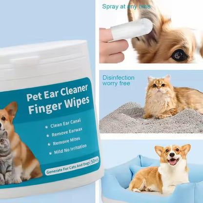 Pet Ear Cleaning Finger Wet Wipes (50 wipes)