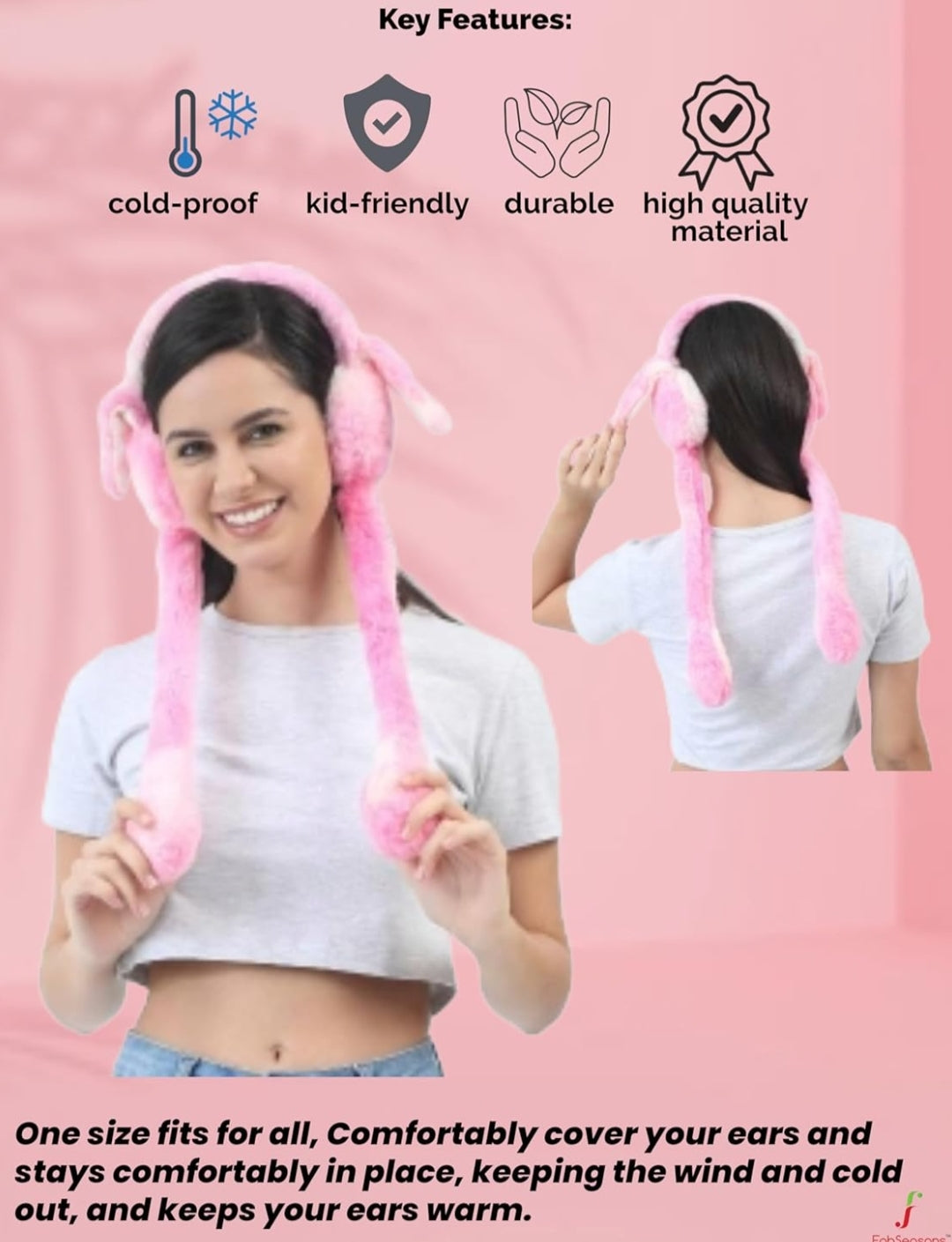 🐰 Bunny Ear Muffs For Kids — Moving-Ears Bunny Muff
